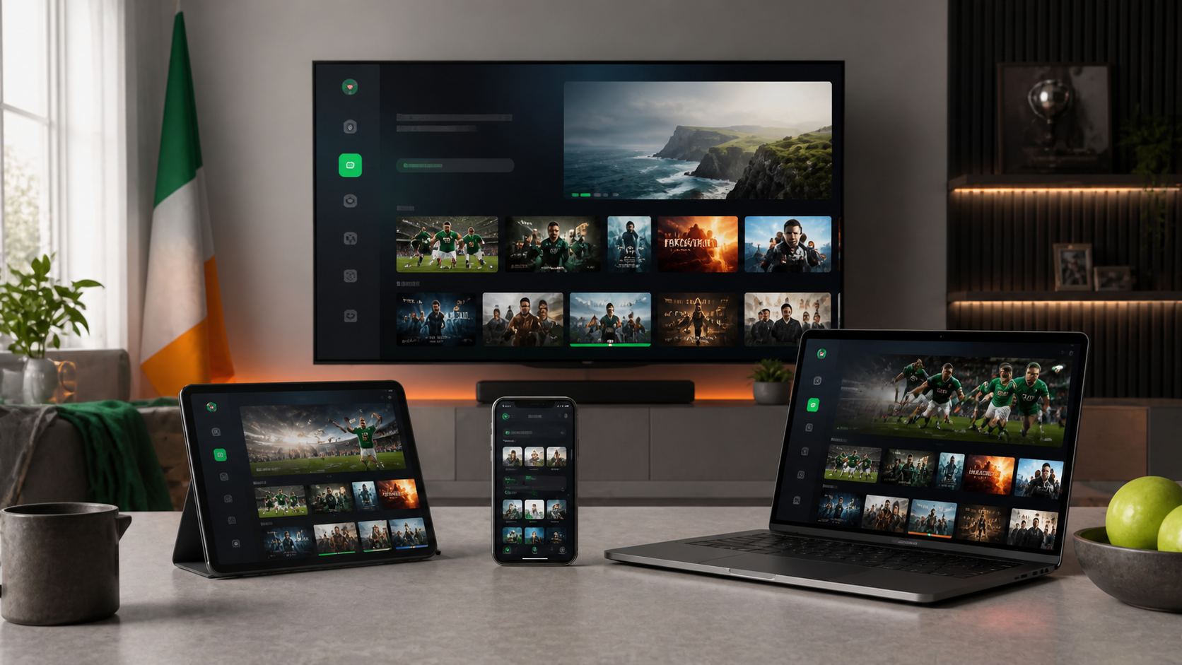 IPTV Ireland supports Smart TV, mobile, PC, iPad, and IPTV boxes
